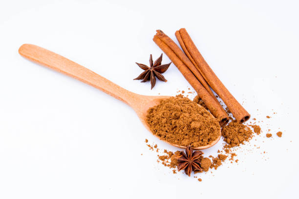 istock Cinnamon in a spoon isolated on white background. 1182041610