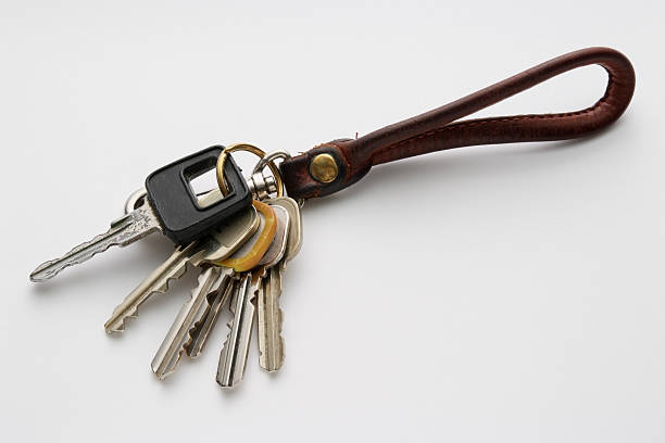 istock Isolated shot of Key ring with Keys on white background 118204583