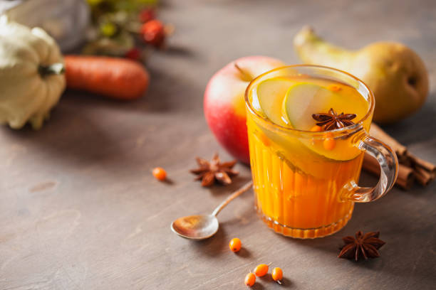 mulled apple cider or punch. - hot drink imagens e fotografias de stock