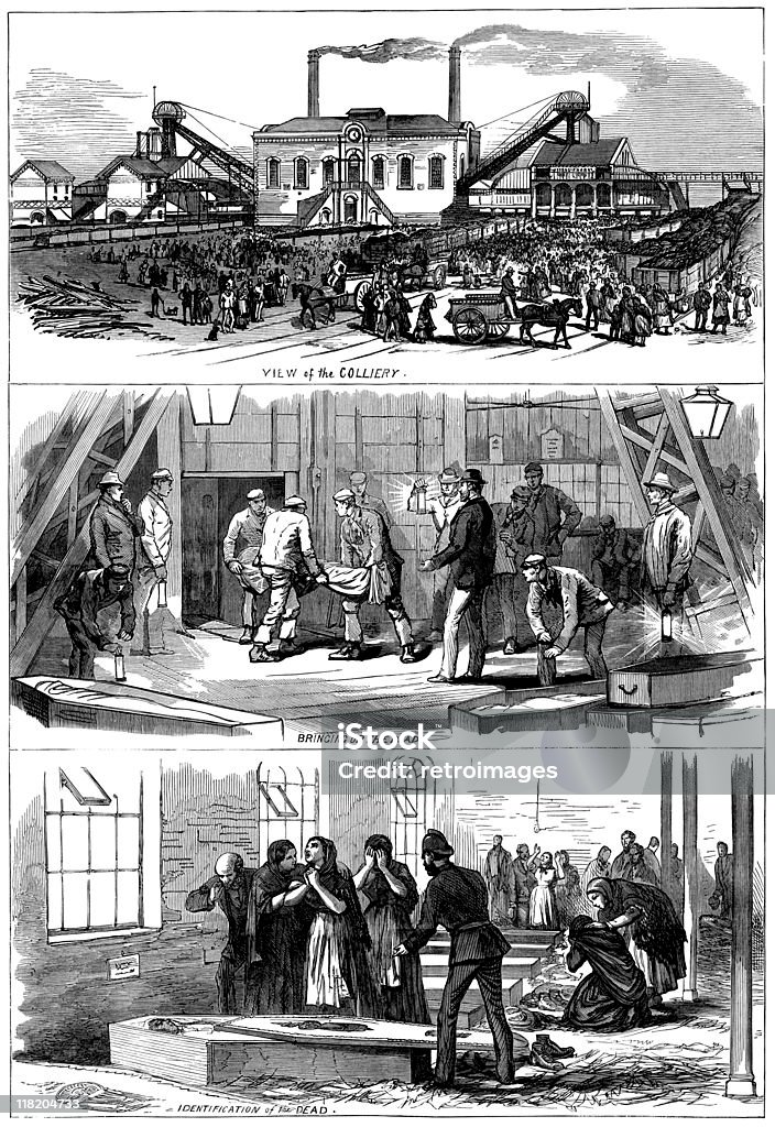 Kopalnia kopalniany katastrofy 1877-przedstawiony London wiadomości - Zbiór ilustracji royalty-free (Górnictwo)