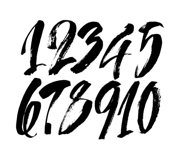 istock set of calligraphic acrylic or ink numbers. ABC for your design, brush lettering on a white background 1182056285