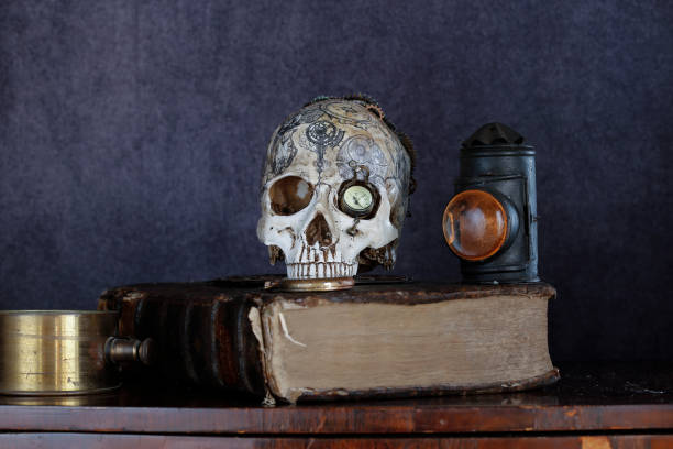 istock Steampunk tattoo skull Halloween 1182056287