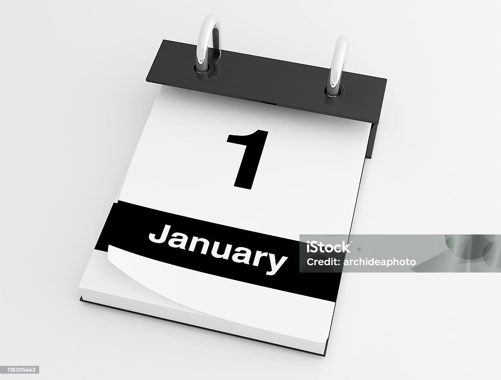 Primo gennaio calendario desktop - Foto stock royalty-free di Acciaio
