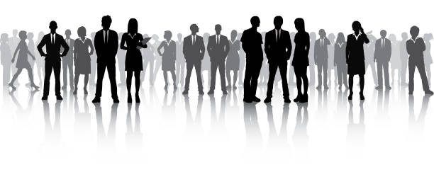 spotkanie biznesowe (wszyscy ludzie są kompletni i ruchomi) - meeting office worker silhouette office stock illustrations