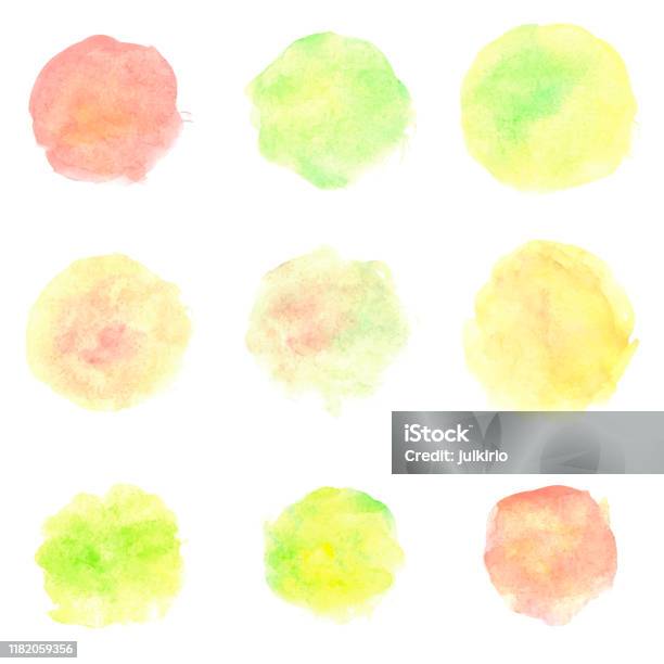 Watercolor Heart Shaped Stains Isolated On White Background Set Of Red  Yellow Blue Green Orange Hand Painted Spots Colorful Vector Illustration  Stock Illustration - Download Image Now - iStock