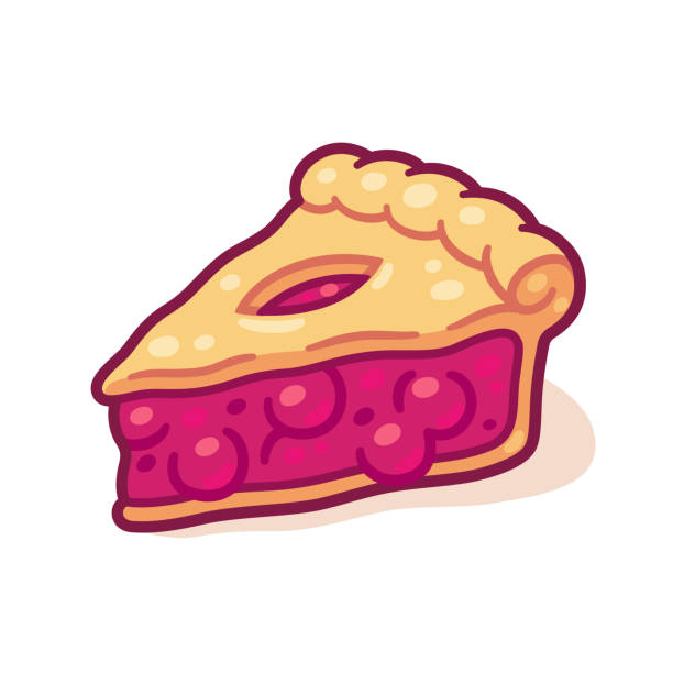 ilustrações, clipart, desenhos animados e ícones de fatia da torta da cereja dos desenhos animados - pie pastry crust cherry pie cherry