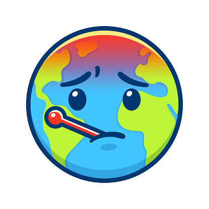 Cartoon Earth With Thermometer Global Warming Stock Illustration