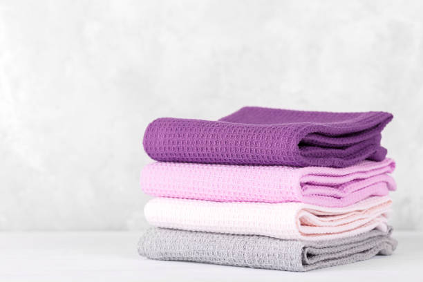 istock Stack of colorful cotton kitchen towels 1182064463