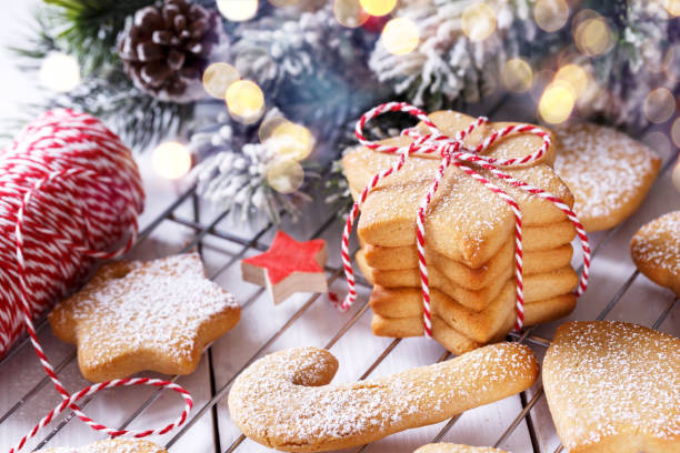 istock Home made Christmas shortbread or gingerbread cookies 1182065663