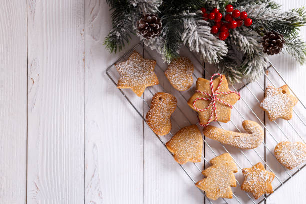 istock Home made Christmas shortbread or gingerbread cookies 1182065689