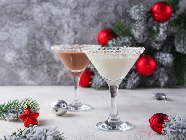 istock Christmas chocolate snowflake martini cocktail 1182074554