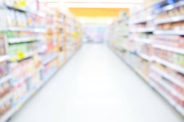 istock Abstract blurred bokeh shelf supermarket modern trade 1182075715