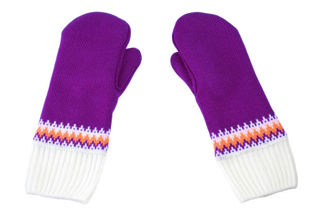 istock purple and white knited mittens isolated on white background 1182075978