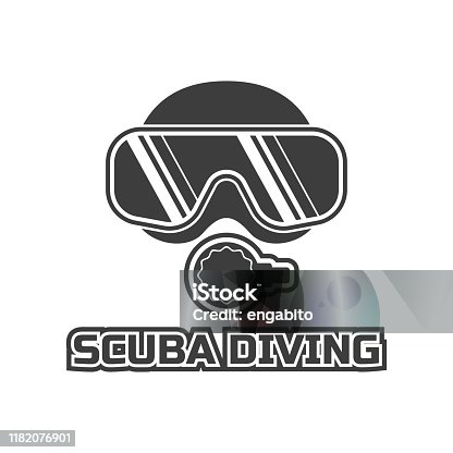 istock scuba diving insignia for your business or sport school, vector illustration 1182076901