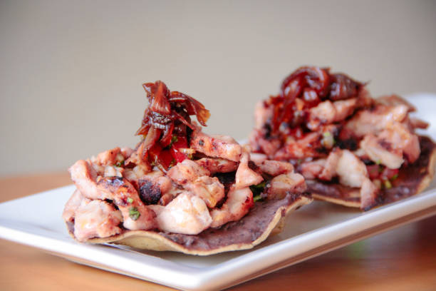 istock Gourmet mexican tostadas with grilled beef 1182078035
