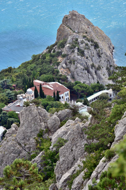 Beautiful mountain landscape with cliff Divo in Crimea stock photo