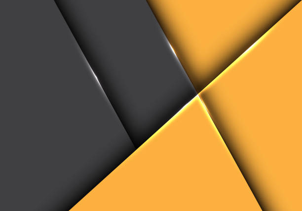 istock Abstract yellow glossy metallic geometric overlap design modern futuristic background vector illustration. 1182081280