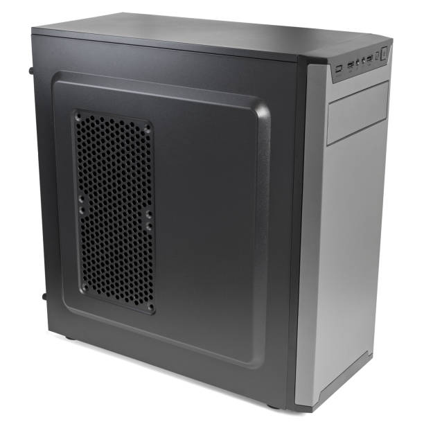 istock simple cheapest black miditower pc case isolated on white background 1182081434