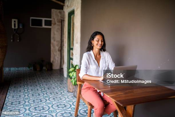 Working From Home Stock Photo - Download Image Now - Mexico, One Woman Only, Learning