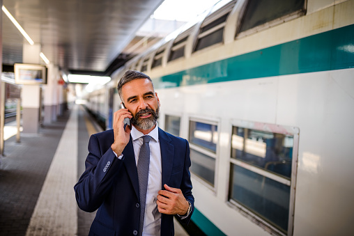 Portrait of a confident businessman talking on the phone