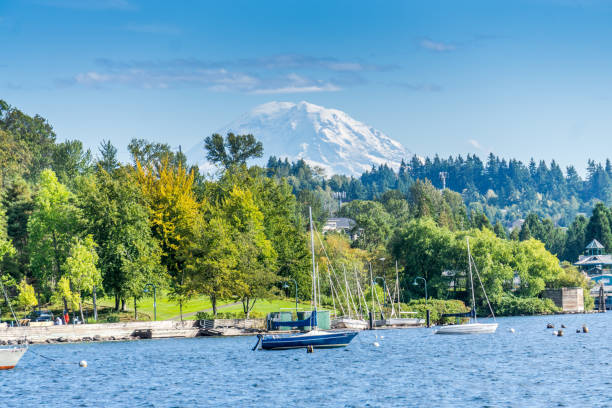 A view of the shoreline at Gene Coulon Park in Renton, Washington.