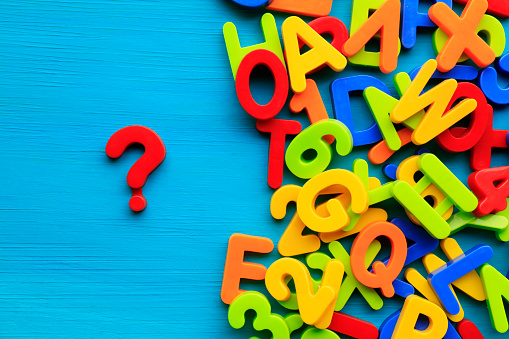 Multi colored alphabets and question mark