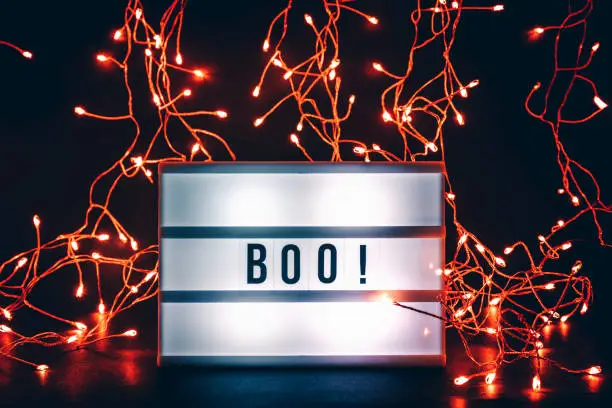Photo of Halloween themed cinema light box with lights garlands