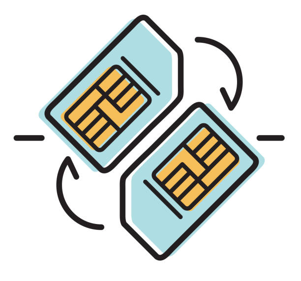 ilustraciones, imágenes clip art, dibujos animados e iconos de stock de fraude de intercambio de tarjetas sim - icono - tarjeta sim