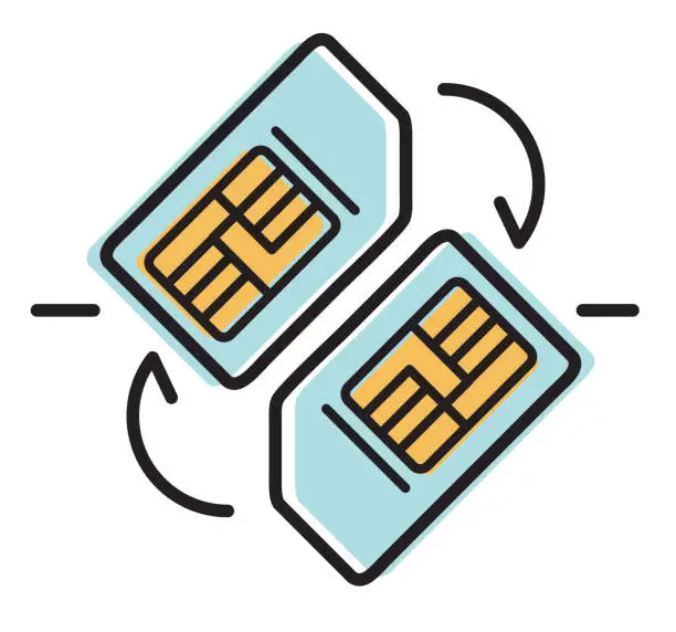Vector illustration of Sim Card Swap Fraud - Icon
