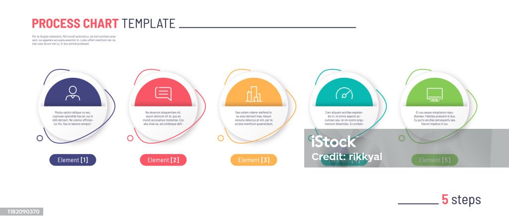 Szablon wykresu procesu infograficznego wektorowego. Pięć kroków - Grafika wektorowa royalty-free (Grafika informacyjna)