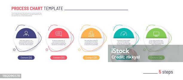 Szablon Wykresu Procesu Infograficznego Wektorowego Pięć Kroków - Stockowe grafiki wektorowe i więcej obrazów Grafika informacyjna
