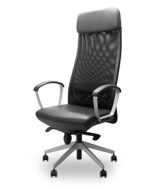 istock Black office chair isolated on white background with clipping path 1182094148