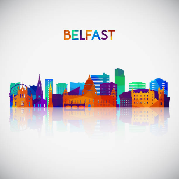 Belfast skyline silhouette in colorful geometric style. Symbol for your design. Vector illustration. Belfast skyline silhouette in colorful geometric style. Symbol for your design. Vector illustration. belfast stock illustrations