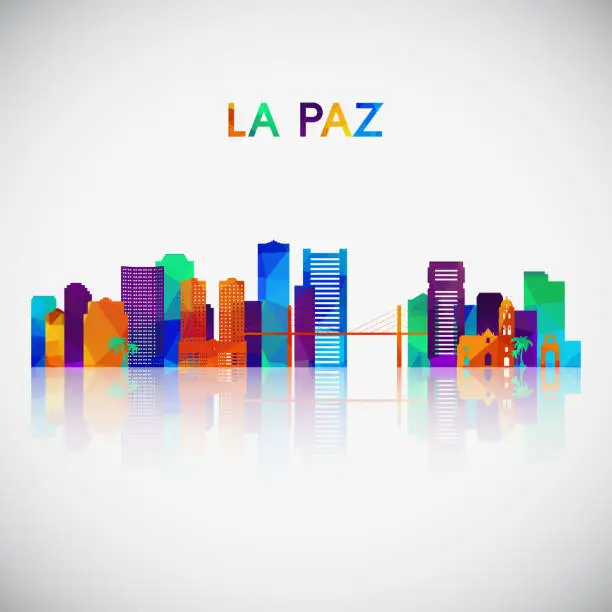 Vector illustration of La Paz skyline silhouette in colorful geometric style. Symbol for your design. Vector illustration.