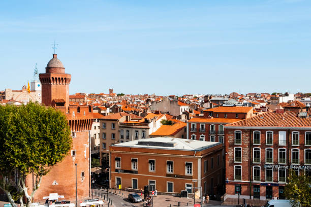 old town of Perpignan, in France stock photo