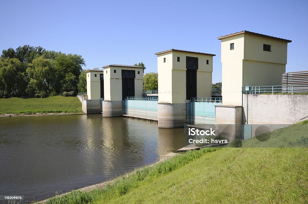 Weir (Falling Water) of Elbe River  Canal Stock Photo