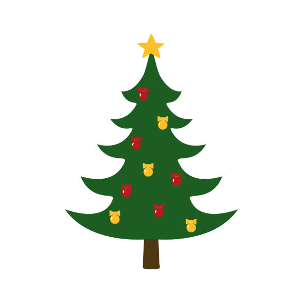 рождественские елки с праздничным оформлением. изолированные на белом фоне - white background decor religious celebration christmas stock illustrations