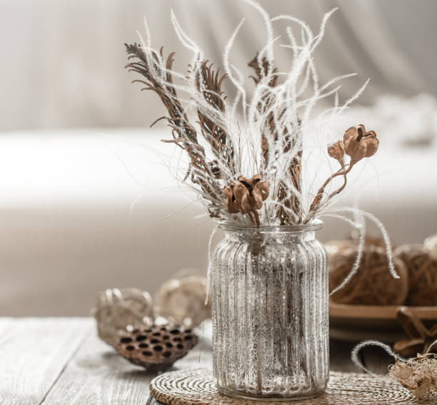 istock Still life beautiful vase with dried flowers . 1182115466