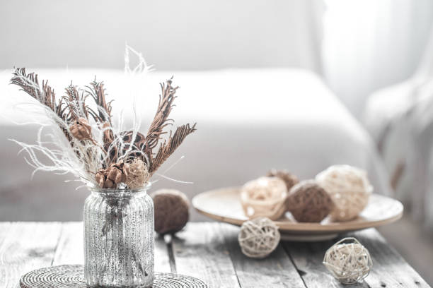 istock Still life beautiful vase with dried flowers . 1182115495