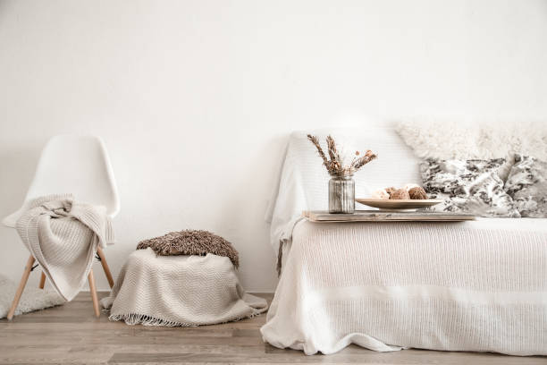 istock Modern interior with home items . Coziness and comfort at home . 1182115515