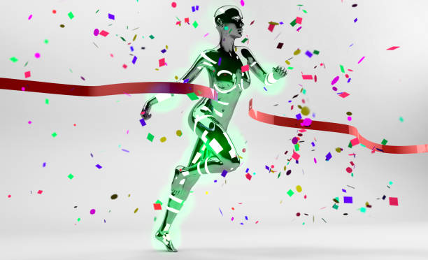 istock Champion Robot Athlete and Greeting 1182118269