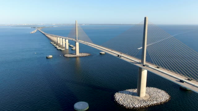 Aerial view of Sunshine Skyway, Tampa Bay Florida