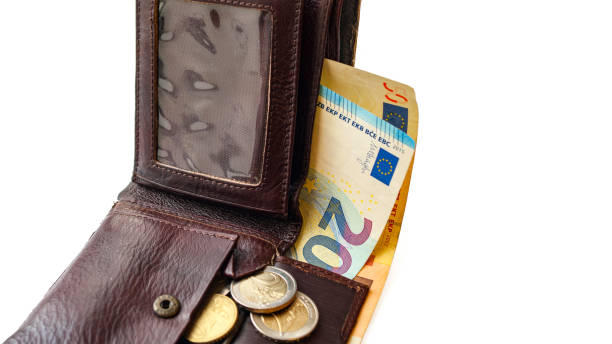 istock Broun leather wallet with euros. 1182122413