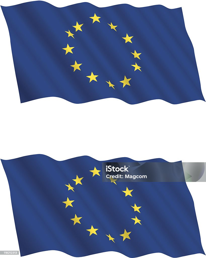 Drapeau de l'Union européenne par le vent - clipart vectoriel de Circuler libre de droits