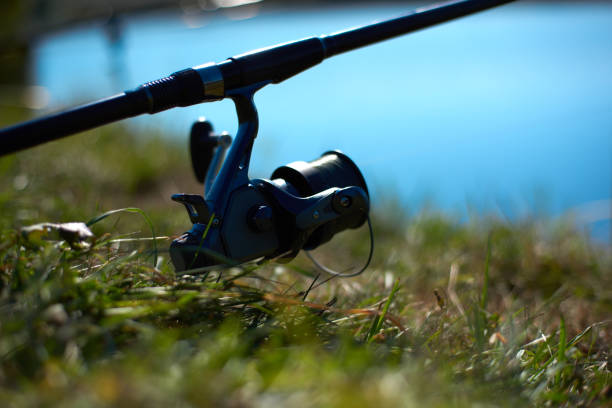 istock Fishing rod at the lake, close-up 1182123270