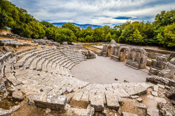 Theatre In Butrint National Park - Vlora, Albania Theatre In Butrint National Park - Vlora, Albania, Europe albania photos stock pictures, royalty-free photos & images