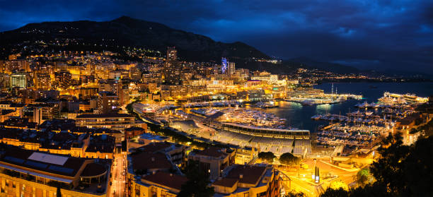 istock Panorama of Monaco in the night 1182126025