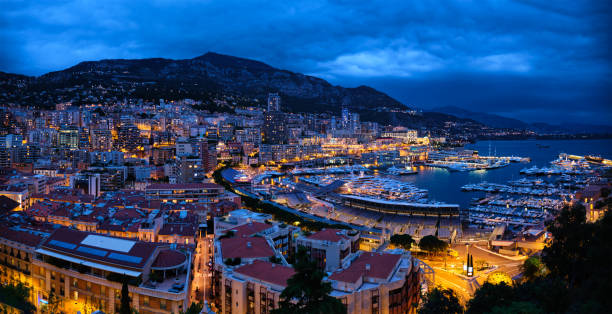 istock Panorama of Monaco in the night 1182126033