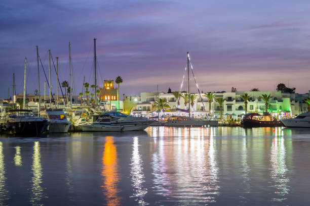istock Port El Kantaoui harbor blue hour view 1182129591