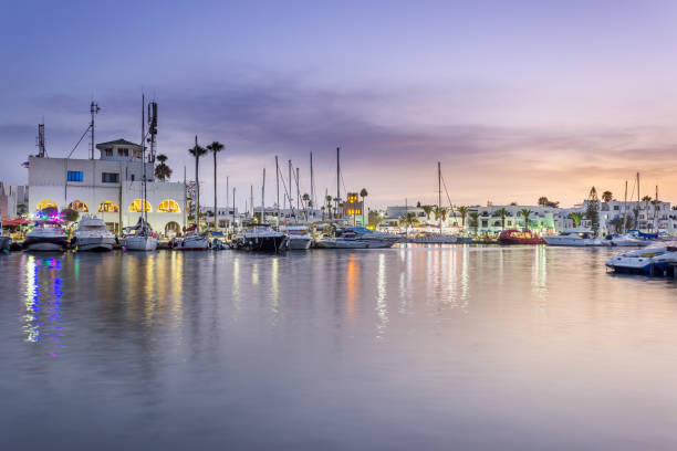 istock Port El Kantaoui harbor blue hour view 1182129613